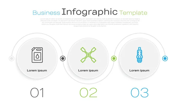 为电机油 轮式扳手和汽车火花塞设置线管 业务信息模板 — 图库矢量图片