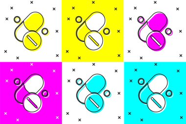 İlaç kapsülü simgesinin vitamin kompleksini renk arkaplanından izole et. Sağlıklı bir yaşam tarzı. Vektör.