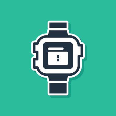 Mavi bilek saat simgesi yeşil arkaplanda izole edildi. Kol saati simgesi. Vektör.