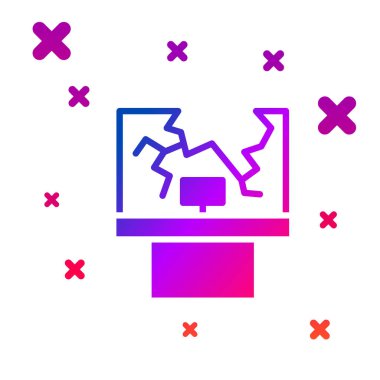 Kırık pencere simgesi beyaz arkaplanda izole edildi. Hasarlı pencere. Pencere camı kavramını yendim. Vandalizm. Kademeli rastgele dinamik şekiller. Vektör.