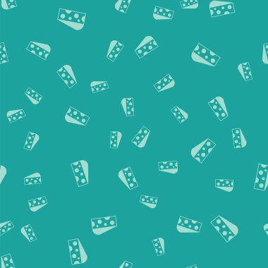 Yeşil Peynir simgesi yeşil arka planda izole edilmiş pürüzsüz desen. Vektör.