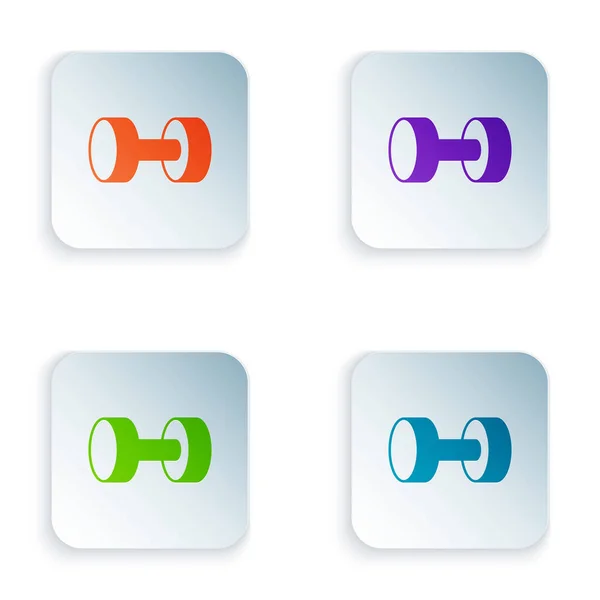 Color Dumbbell Icon Isolated White Background Muscle Lifting Icon Fitness — Stock Vector