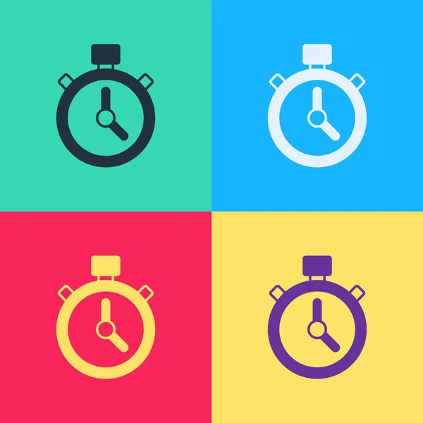 Pop Art Stopwatch Pictogram Geïsoleerd Kleur Achtergrond Tijdklok Teken Chronometerteken — Stockvector