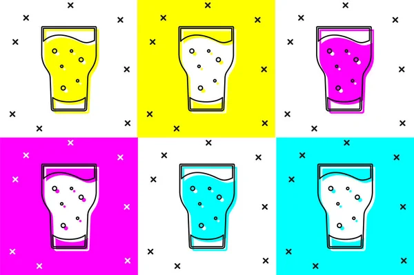 Set Glas Bier Symbol Isoliert Auf Farbigem Hintergrund Vektor — Stockvektor