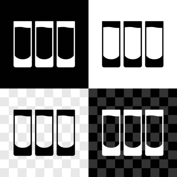 Set Shot Glass Icon Isolated Black White Transparent Background Vector — Stock Vector