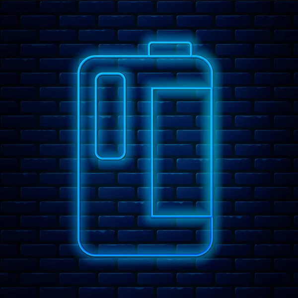 Gloeiende Neon Lijn Plastic Fles Met Handvat Voor Melk Pictogram — Stockvector