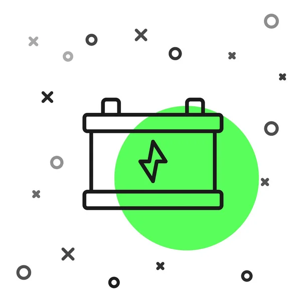 Ligne Noire Icône Batterie Voiture Isolé Sur Fond Blanc Accumulateur — Image vectorielle
