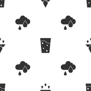 Temiz su, su ve bulutsuz yağmurlu bardakları geri dönüşüme ayarlayın. Vektör