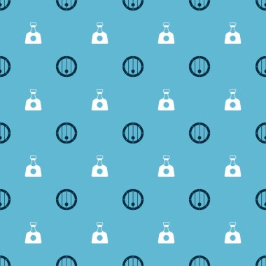 Tahta fıçı ve tekila şişesini pürüzsüz desene ayarlayın. Vektör