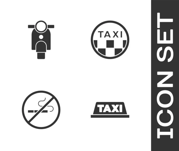 Set Taxi Toit Voiture Scooter Smoking Icône Vecteur — Image vectorielle