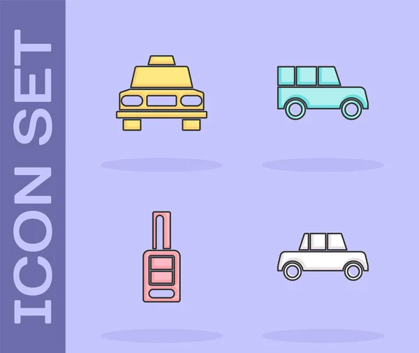 Conjunto Coches Coche Taxi Llave Con Control Remoto Icono Vector — Vector de stock