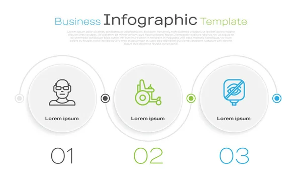 Set Line Poor Eyesight Electric Wheelchair Blindness Business Infographic Template — Stock Vector