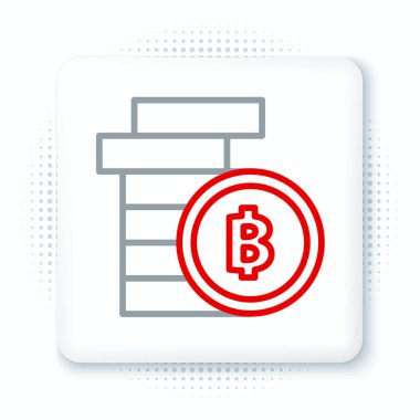 Şifreli Para Hattı simgesi beyaz arka planda izole edildi. Madeni para. Engelleme zinciri tabanlı şifreli para birimi. Renkli taslak konsepti. Vektör.