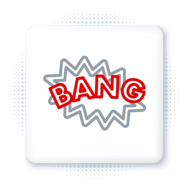 Line Bang boom, beyaz arkaplanda izole edilmiş çizgi roman metni konuşma balonu ikonu. Renkli taslak konsepti. Vektör.