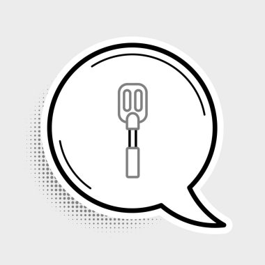 Spatula çizgisi simgesi gri arkaplanda izole edildi. Mutfak spatula ikonu. Barbekü spatula işareti. Barbekü ve ızgara aleti. Renkli taslak konsepti. Vektör.