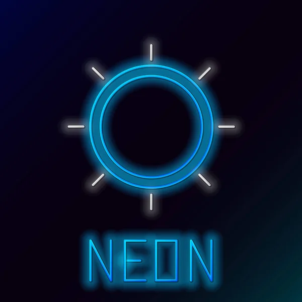 Gloeiende Neon Lijn Zon Pictogram Geïsoleerd Zwarte Achtergrond Kleurrijk Concept — Stockvector