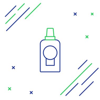 Ağız gargarası plastik şişe simgesi beyaz arkaplanda izole edildi. Ağzını çalkalamak için sıvı. Ağız bakım ekipmanları. Renkli taslak konsepti. Vektör.