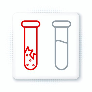 Çizgi Test tüpü ve matarası. Beyaz arka planda izole edilmiş kimyasal laboratuvar test ikonu. Laboratuvar cam levhası. Renkli taslak konsepti. Vektör.