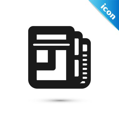 Gri Borsa haber simgesi beyaz arka planda izole edildi. Gazete tabelası. Kitle iletişim sembolü. Vektör.