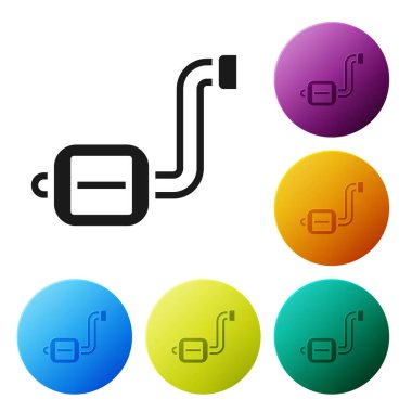 Beyaz arka planda siyah bisiklet pedalı simgesi izole edildi. Simgeleri renk daire düğmelerine ayarla. Vektör.