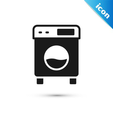 Gri Yıkama simgesi beyaz arkaplanda izole edildi. Çamaşır makinesi simgesi. Çamaşır makinesi, çamaşır makinesi. Ev aletleri sembolü. Vektör.
