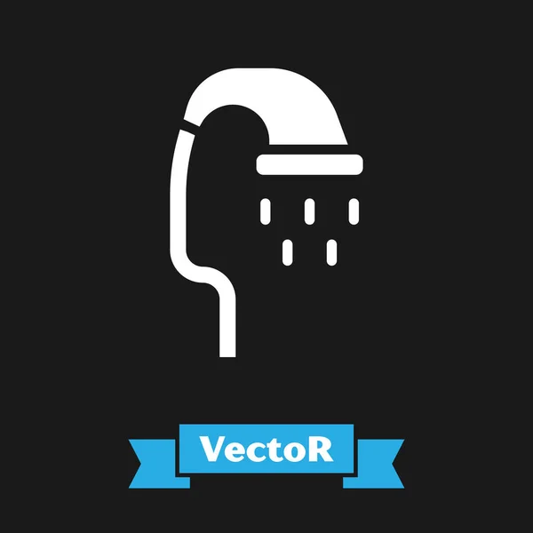 Bílé Domácí Sprcha Ikona Izolované Černém Pozadí Vektor — Stockový vektor