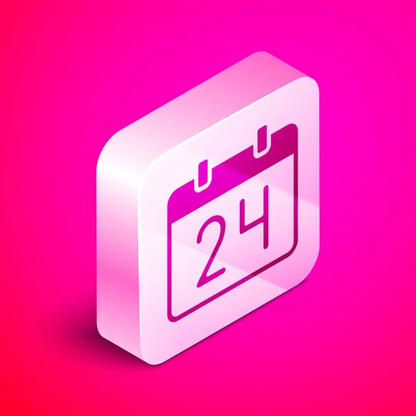 Icono Calendario Isométrico Aislado Sobre Fondo Rosa Evento Símbolo Recordatorio — Vector de stock