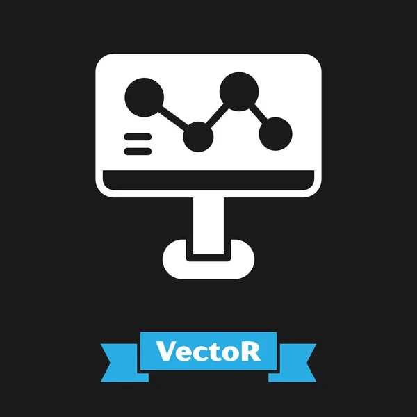 Fórmula Química Blanca Icono Del Monitor Aislado Sobre Fondo Negro — Vector de stock