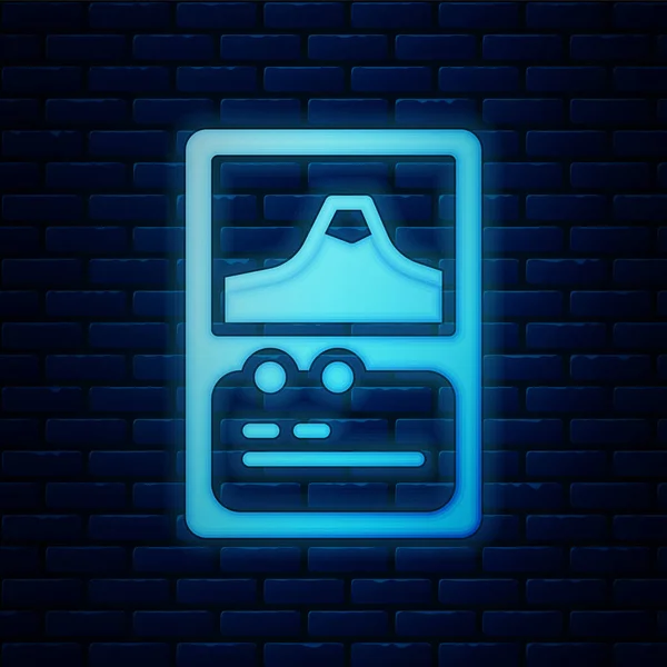 Leuchtende Neon Card Game Collection Symbol Isoliert Auf Backsteinwand Hintergrund — Stockvektor