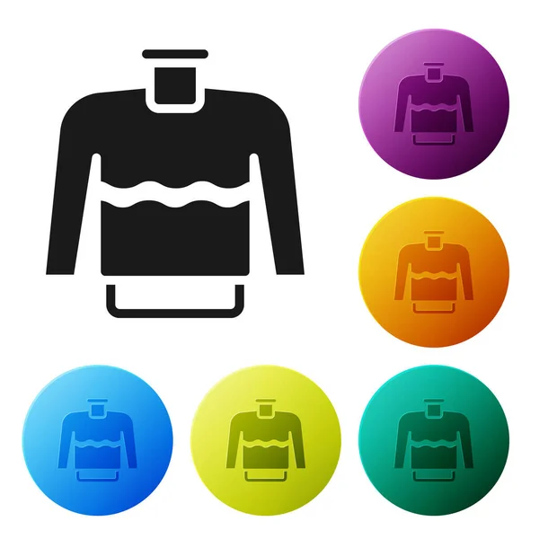 Schwarzer Pullover Symbol Isoliert Auf Weißem Hintergrund Pullover Symbol Setzen — Stockvektor