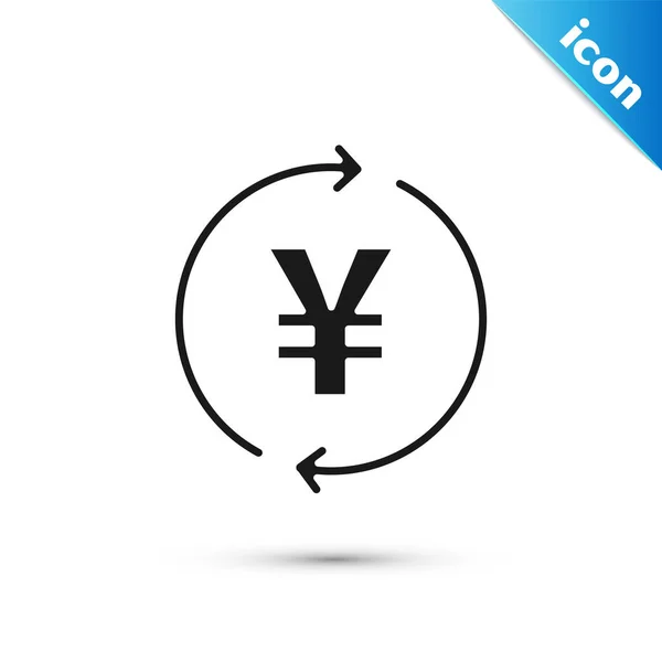 Grey Coin Money Yen Symbol Icon Isolated White Background Banking — Stock Vector