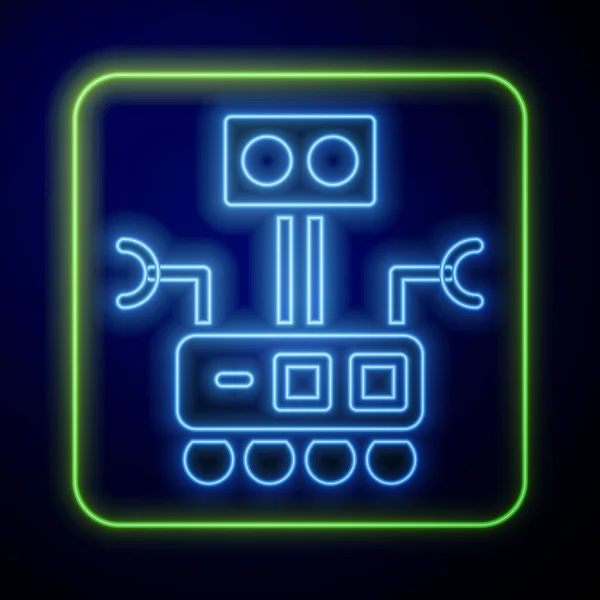 Glowing Neon Robot Icon Isolated Blue Background Artificial Intelligence Machine — Stock Vector