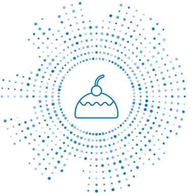 Mavi çizgi pasta simgesi beyaz arkaplanda izole edildi. Doğum günün kutlu olsun. Soyut çember rastgele noktalar. Vektör.