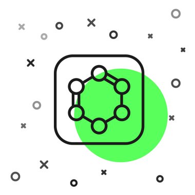 Benzen halkalarından oluşan siyah çizgi kimyasal formülü beyaz arka planda izole edilmiş. Vektör.