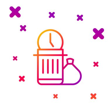 Renk çizgisi Beyaz arkaplanda zaman kaybı simgesi izole edildi. Çöp tenekesi. Çöp kutusu tabelası. Sepet simgesini geri dönüştür. Ofis çöpü ikonu. Kademeli rastgele dinamik şekiller. Vektör.