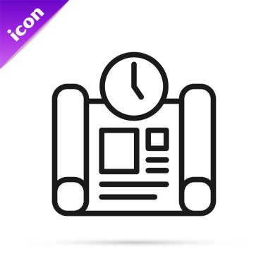 Siyah Hat İş Proje Planı simgesi beyaz arkaplanda izole edildi. Vektör.