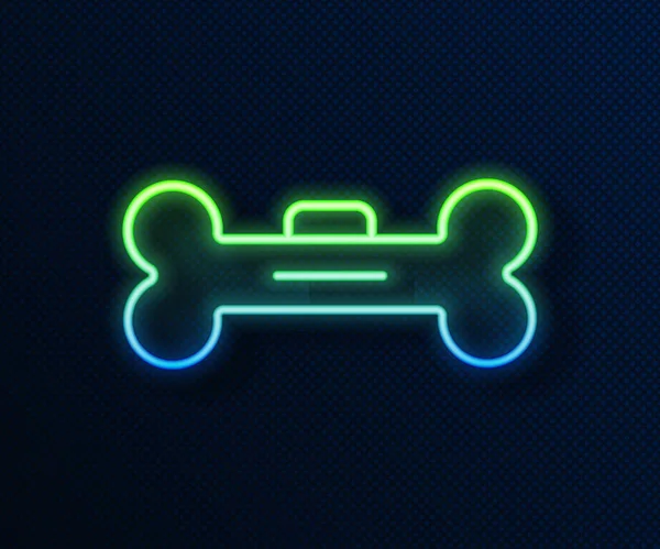 Žhnoucí Neonová Čára Ikona Psí Kosti Izolovaná Modrém Pozadí Symbol — Stockový vektor