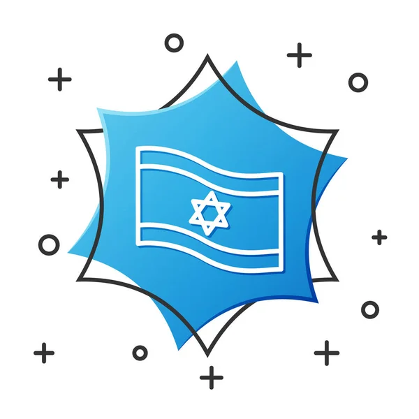 Біла Лінія Прапор Ізраїлю Ізольована Білому Тлі Національний Патріотичний Символ — стоковий вектор