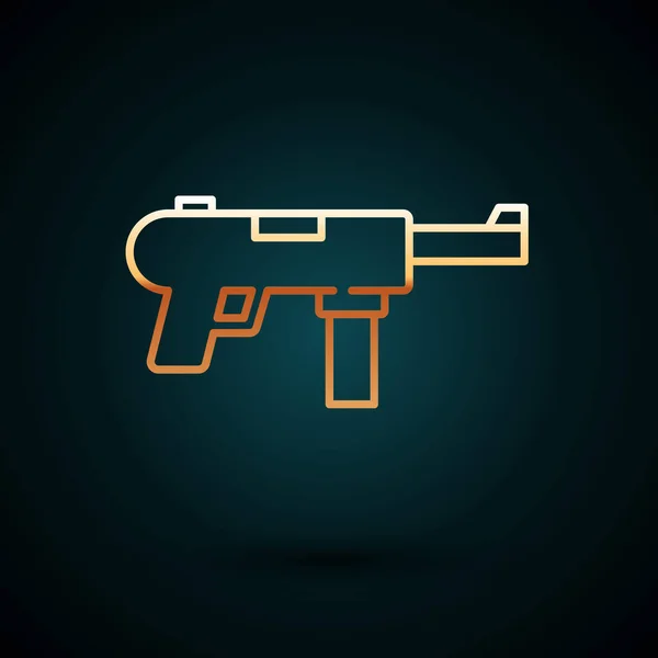 Gold Line Submachine Gun Icône Pistolet Graisse Isolée Sur Fond — Image vectorielle