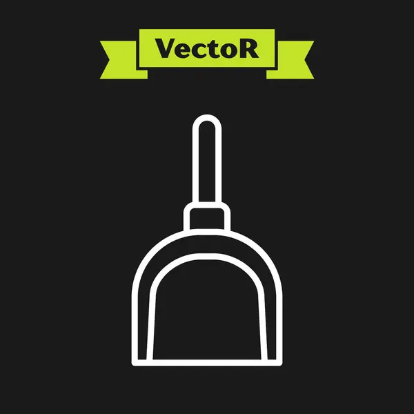 Weiße Linie Dustpan Symbol Isoliert Auf Schwarzem Hintergrund Reinigungsdienste Vektor — Stockvektor