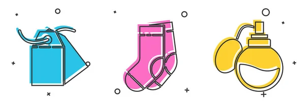 Set Blank Étiquette Modèle Étiquette Prix Chaussettes Icône Parfum Vecteur — Image vectorielle