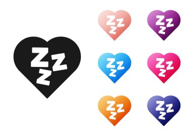 Siyah Uykucu simgesi beyaz arkaplanda izole edildi. Uykucu zenci konuşma balonu. Simgeleri renklendirin. Vektör.