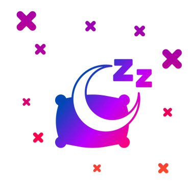 Beyaz arkaplanda izole edilmiş uyku simgesi zamanı. Uykulu Zzzz. Sağlıklı bir yaşam tarzı. Kademeli rastgele dinamik şekiller. Vektör.