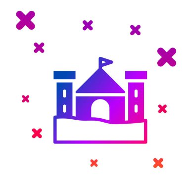 Beyaz arkaplanda Kum Kalesi simgesi izole edildi. Kademeli rastgele dinamik şekiller. Vektör.