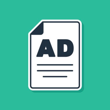 Yeşil arkaplanda mavi reklam simgesi izole edildi. Pazarlama ve tanıtım süreci kavramı. İlgili reklamlar. Sosyal medya reklamcılığı. Vektör.