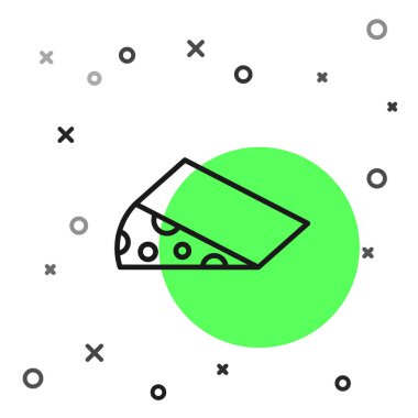 Siyah çizgi peynir simgesi beyaz arkaplanda izole edilmiş. Vektör.