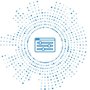 Mavi çizgi Tarayıcı ayarı simgesi beyaz arkaplanda izole edildi. Ayarlama, servis, bakım, onarım, onarım. Soyut çember rastgele noktalar. Vektör.