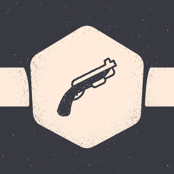 Grunge Police Shotgun Icon Isolated Grey Background Hunting Shotgun Monochrome — Stock Vector