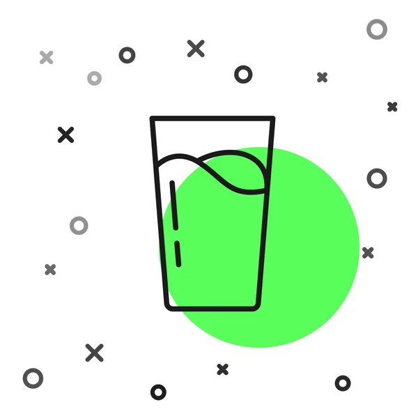 Beyaz Zemin Üzerinde Ikonu Olan Siyah Çizgi Camlar Soda Bardağı — Stok Vektör