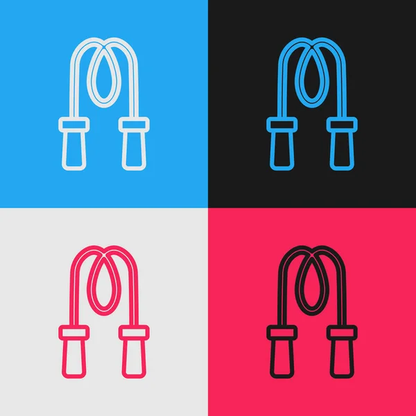 Pop Art Line Jump Rope Icon Isolated Color Background Skipping — Stock Vector